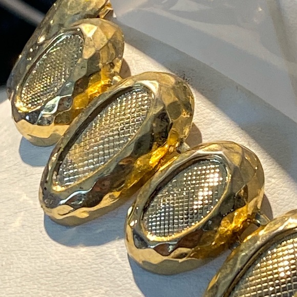 Fashionable Two Toned Gold & Silver w/ Red Accents Chunky Necklace - Picture 3 of 7